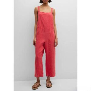 Eileen Fisher 100% Organic Linen Wide Leg Jumpsuit Relaxed Overalls Lagenlook XS